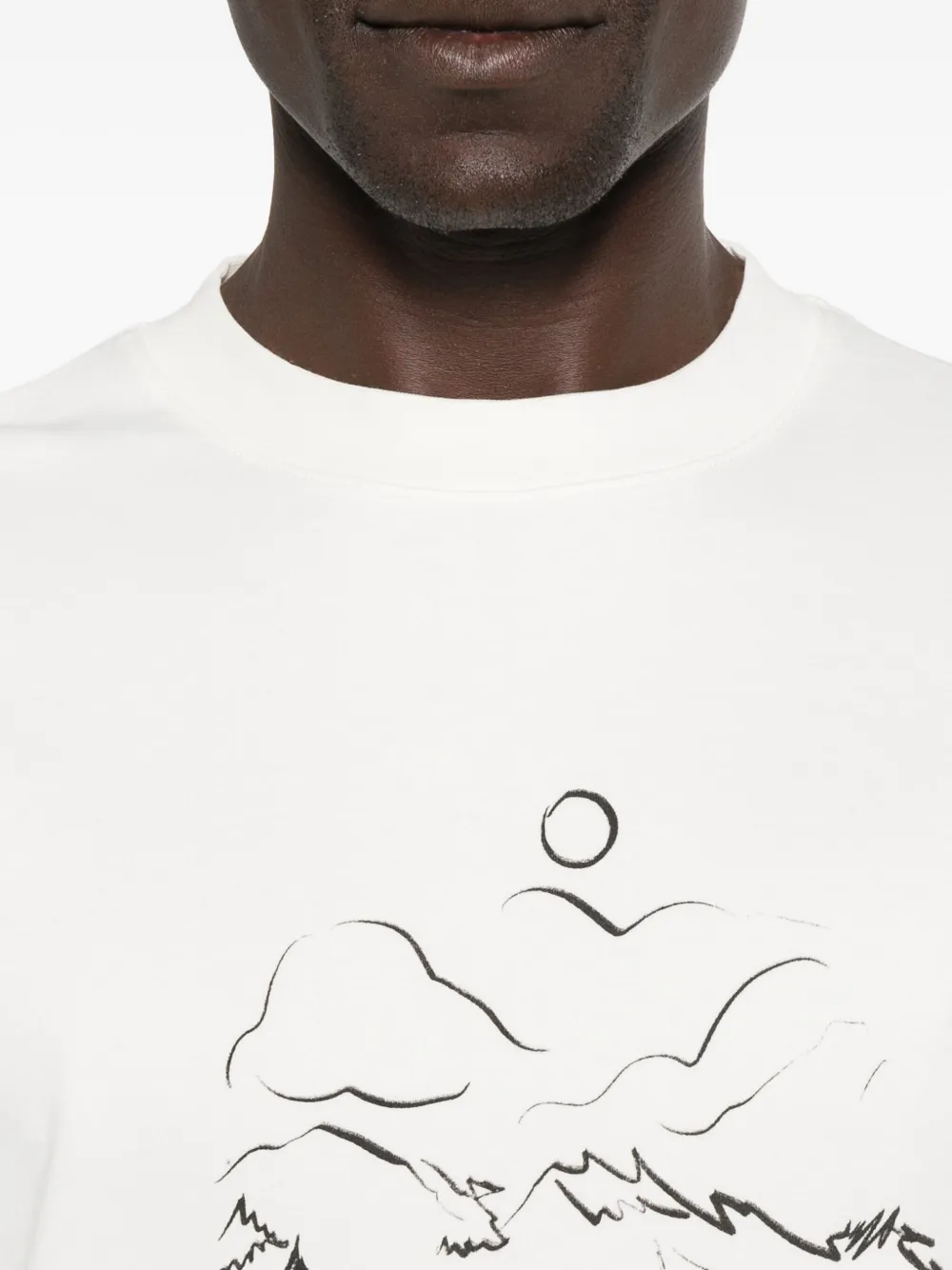 Drôle De Monsieur landscape-print T-shirt Beige