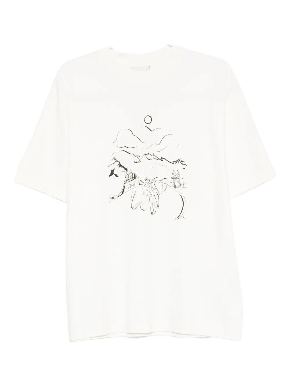 Drôle De Monsieur landscape-print T-shirt Beige