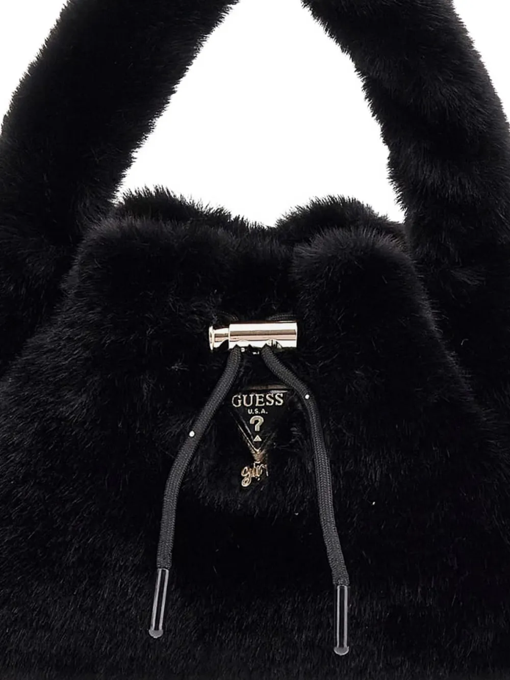 guess kids fur-trimmed bag Zwart