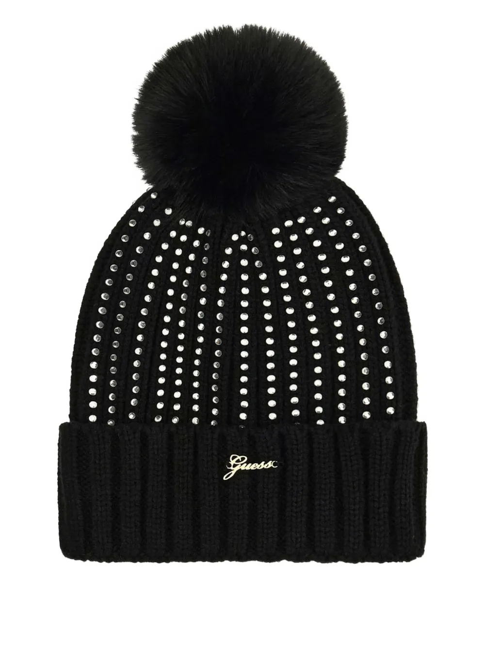 Guess kids pom-pom embellished beanie Zwart