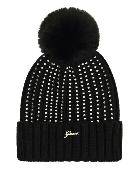 guess kids pom-pom embellished beanie