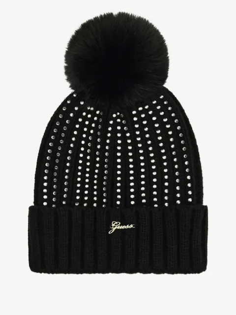 guess kids pom-pom embellished beanie