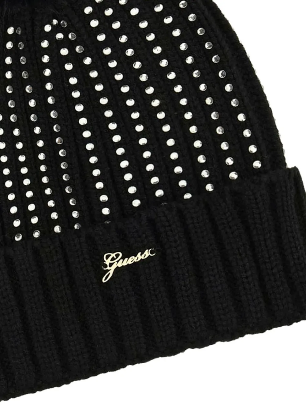 guess kids pom-pom embellished beanie Zwart