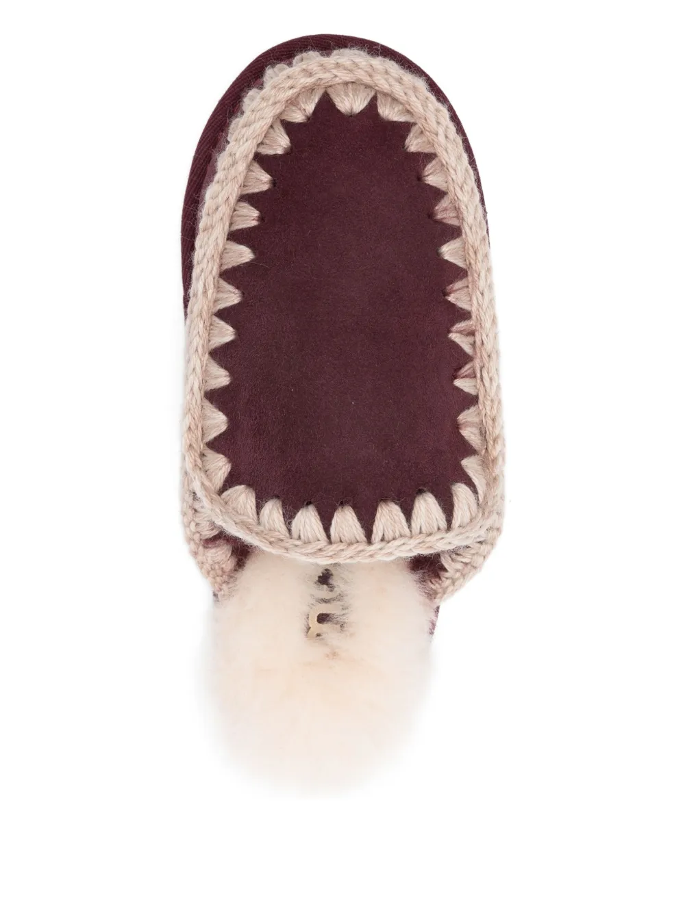 Mou crochet-detail sheepskin mules Red