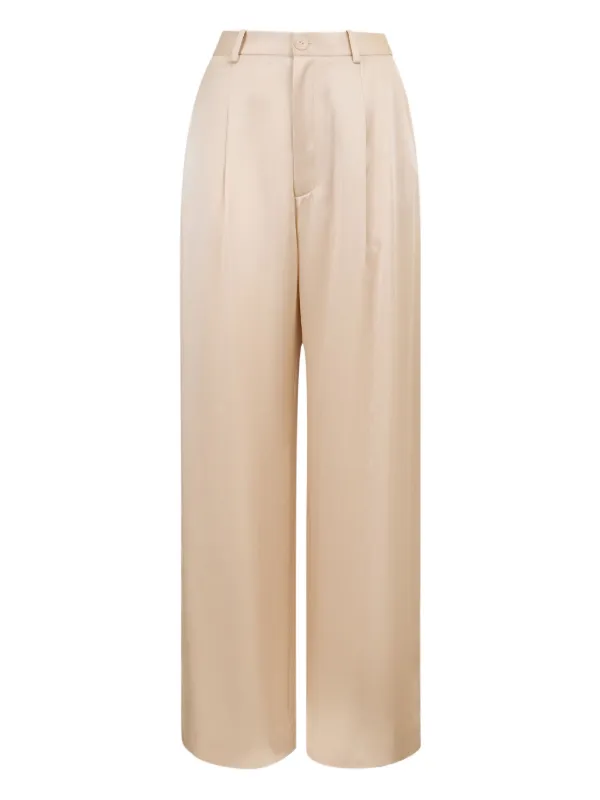 Lapointe Pleated Straight Trousers in Neutrals
