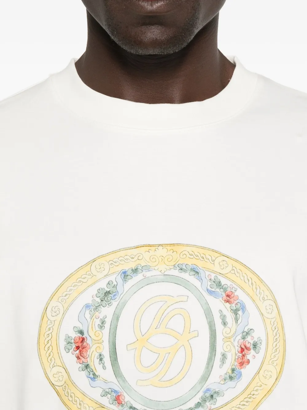 Drôle De Monsieur oval-frame logo T-shirt Beige