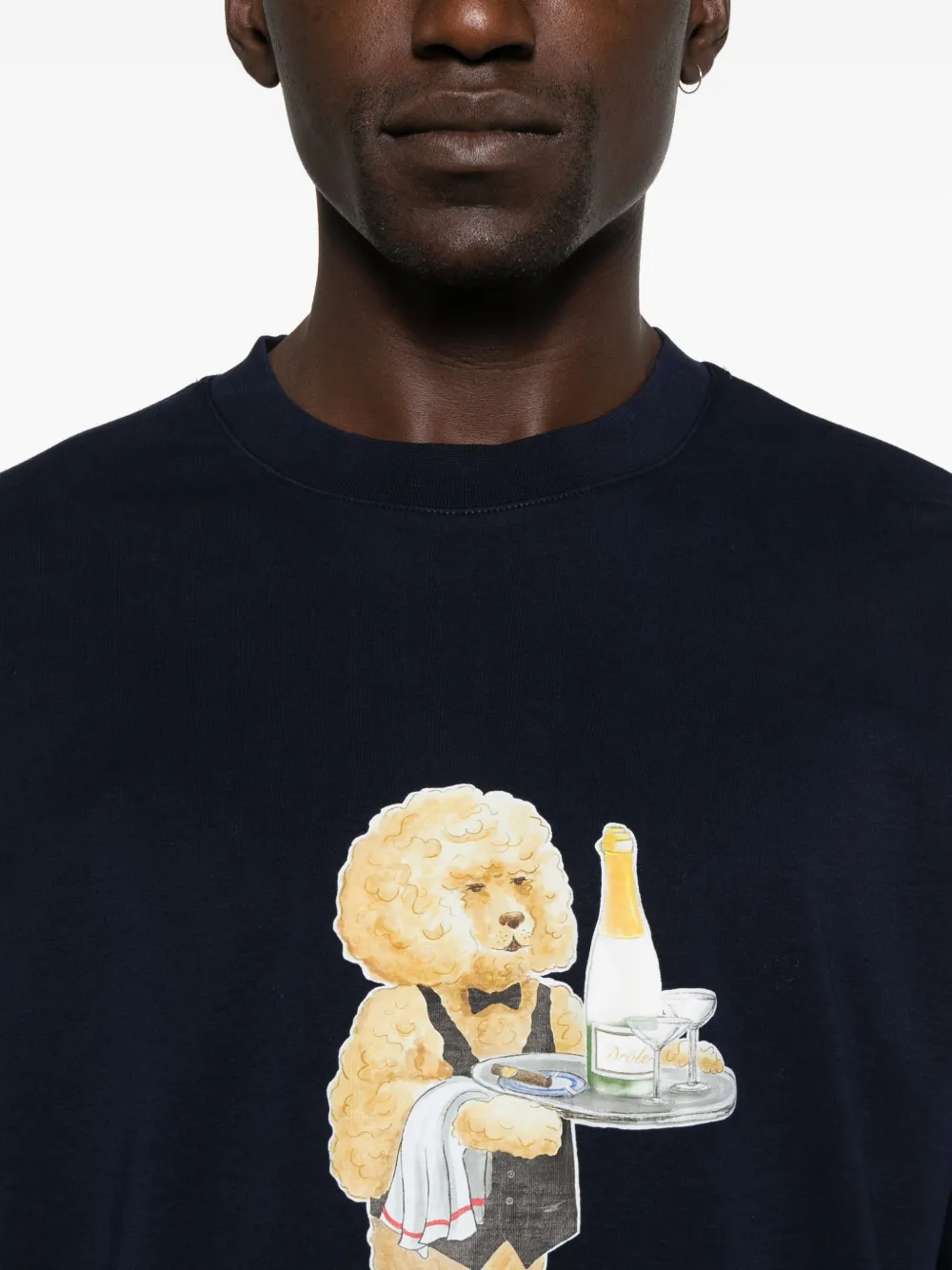Drôle De Monsieur poodle-print T-shirt Blauw