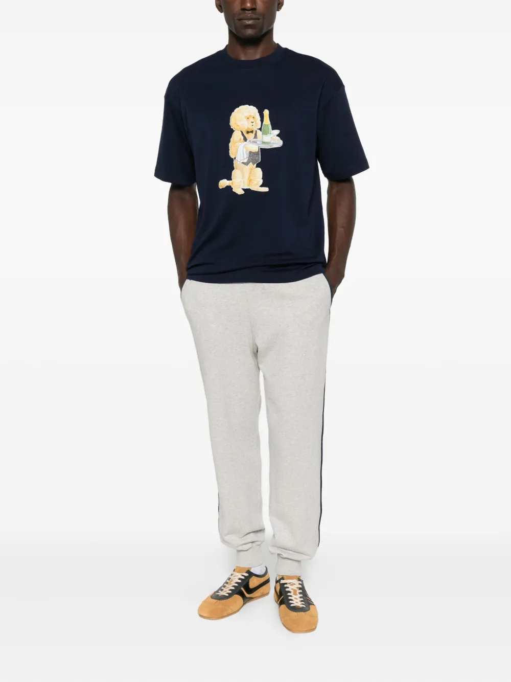 Drôle De Monsieur poodle-print T-shirt - Blauw