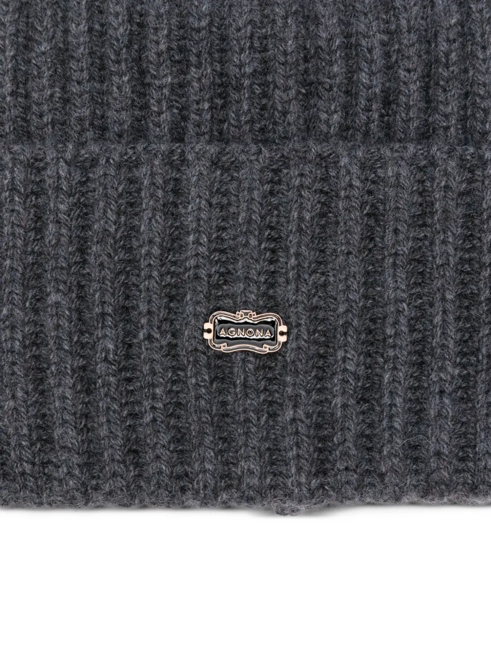  Agnona Logo-plaque Beanie - Grey 