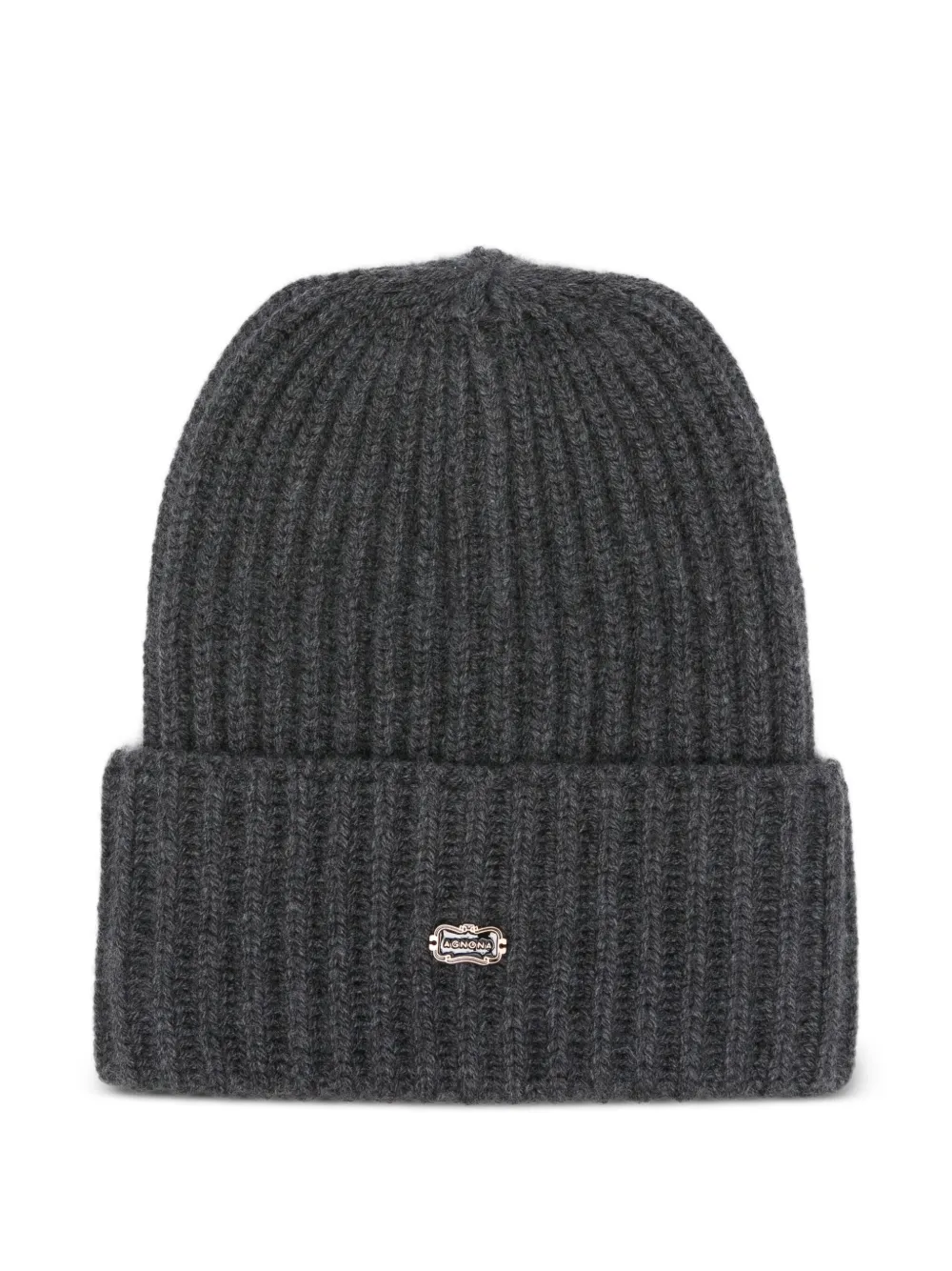 Agnona logo-plaque beanie | Grey | Image 1