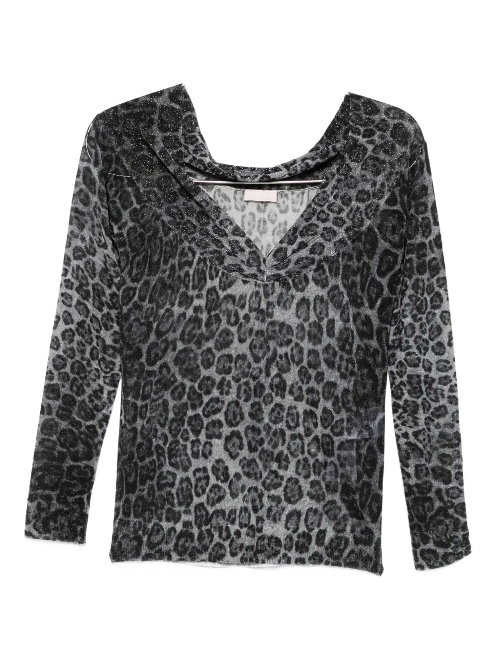 Liu •jo Leopard-print Hooded Sweater In Gray