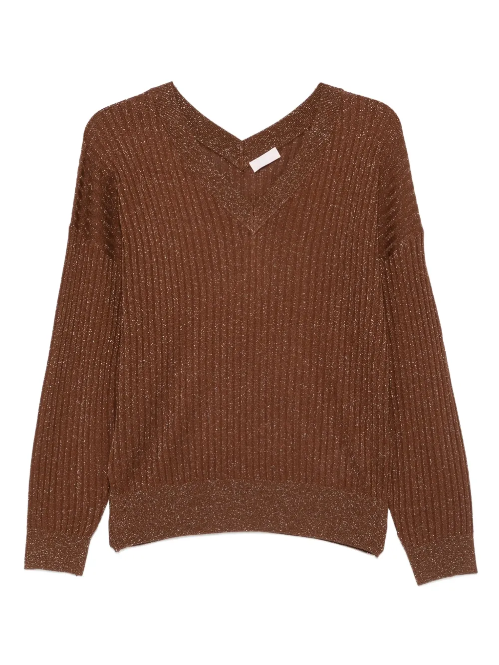 LIU JO metallic-effect v-neck jumper | Brown | Image 1