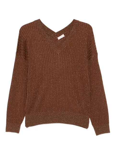 LIU JO metallic-effect v-neck jumper