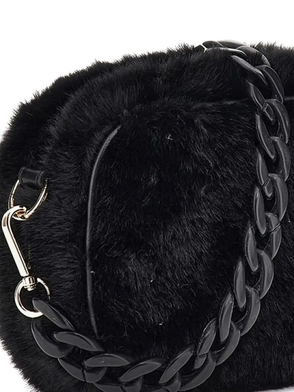 Guess Faux-fur Chain Bag In Black