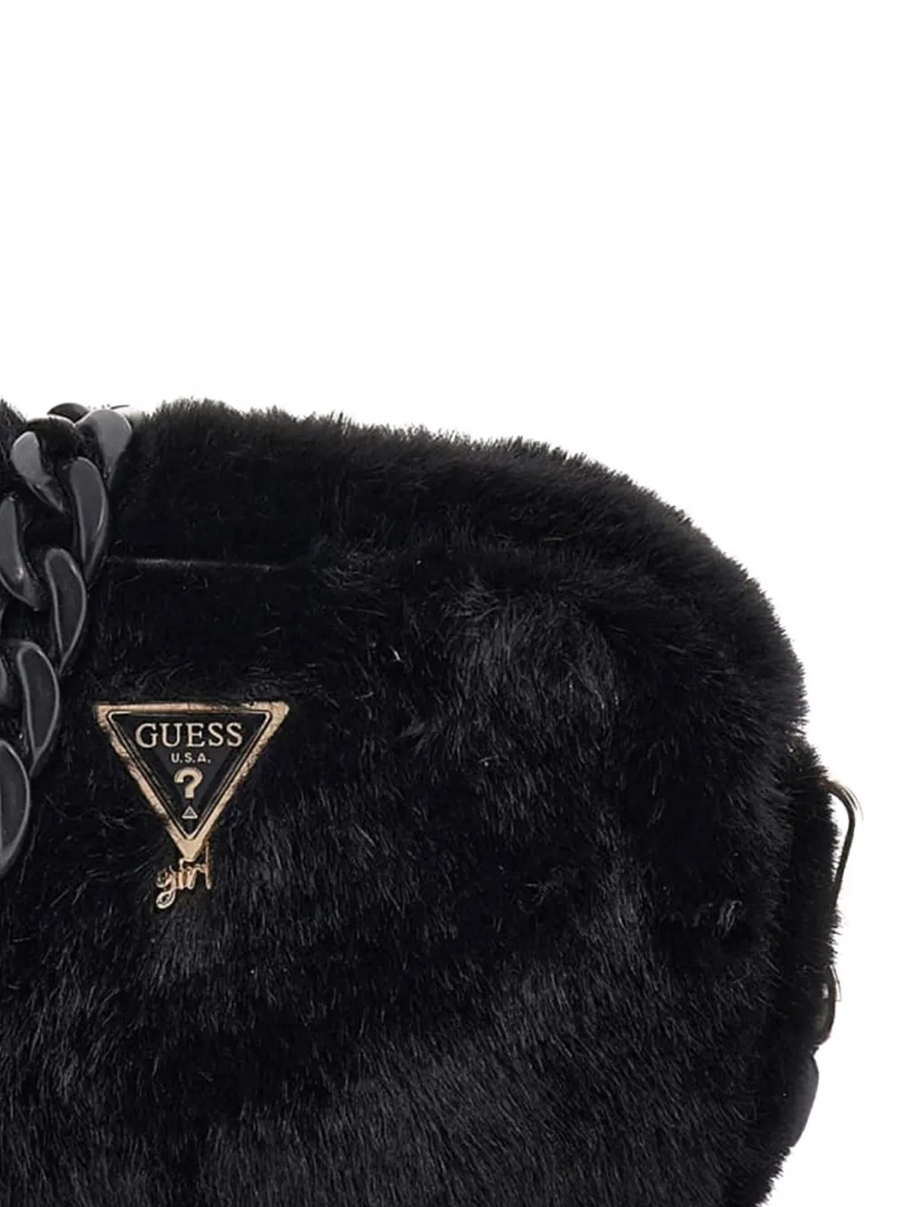 Guess Faux-fur Chain Bag In Black