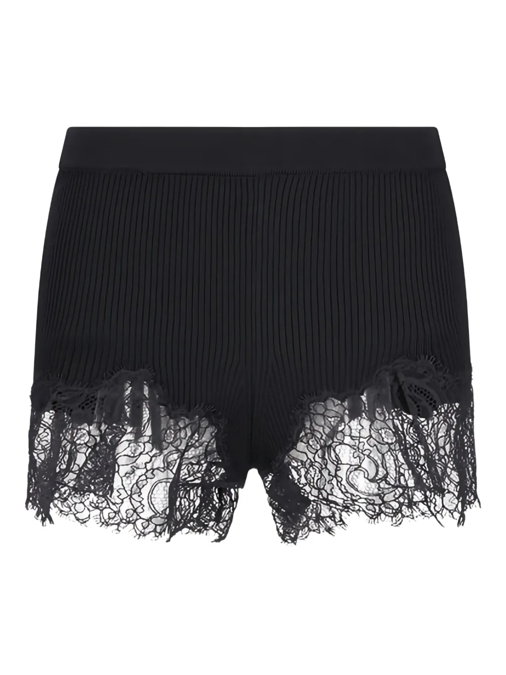 Blumarine ribbed lace-trimmed short shorts | Black | Image 1
