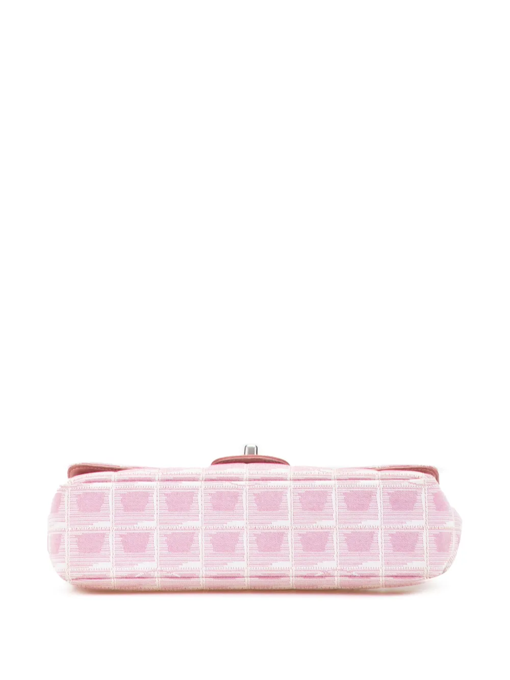Pre-owned Chanel 2000-2002 Medium New Travel Line Nylon Single Flap Shoulder Bag In Pink