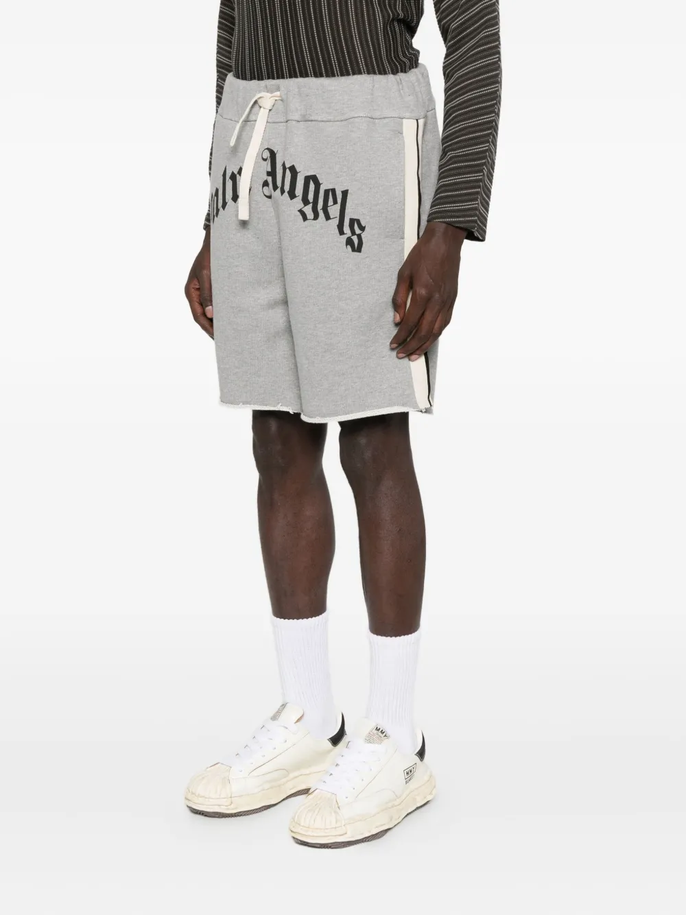 Palm Angels logo-print side-stripe shorts Grijs