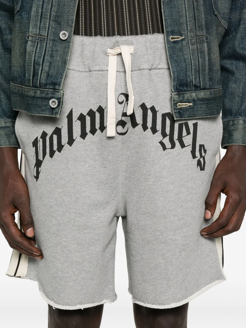Palm Angels logo-print side-stripe shorts Grijs
