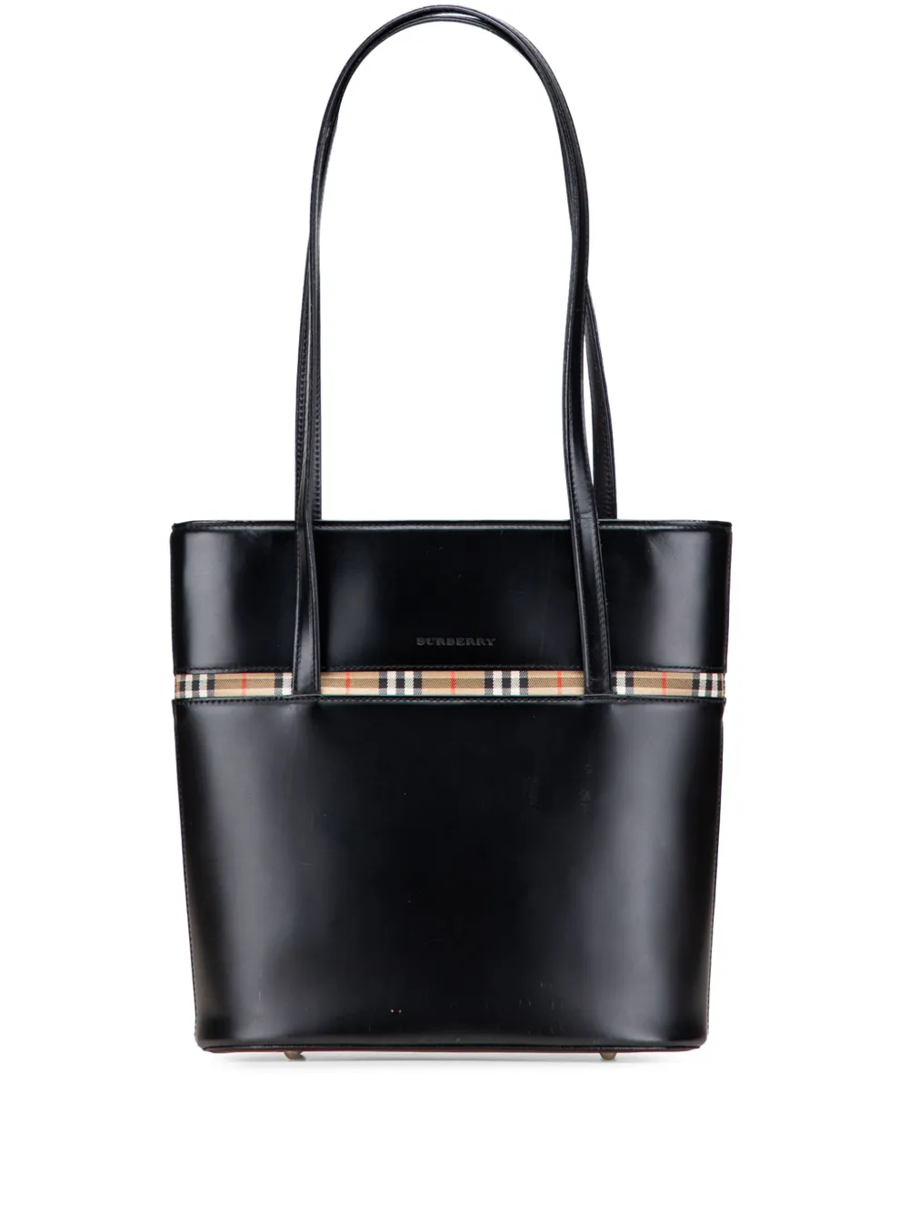 Burberry Pre-Owned 2000-2017 House Check Trimmed Leather shoulder bag | Black | Image 1