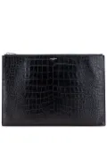 Saint Laurent Pre-Owned 2016 Croc Embossed Leather Document Holder clutch bag - Black