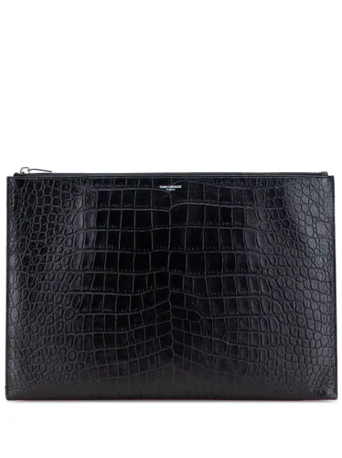 Saint Laurent Pre-Owned 2016 Croc Embossed Leather Document Holder clutch bag