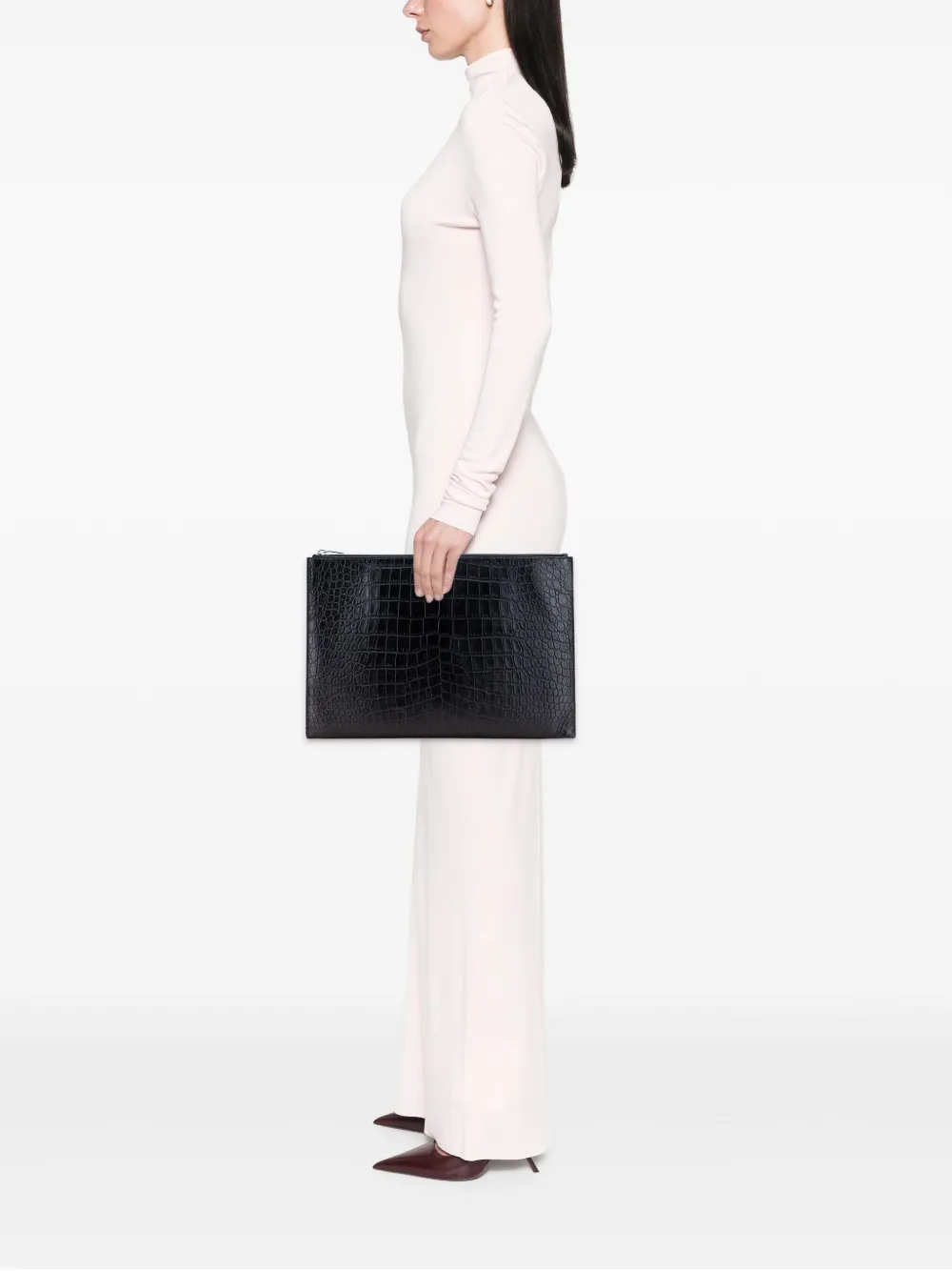 Saint Laurent Pre-Owned 2016 Croc Embossed Leather Document Holder clutch bag | Pre-Owned | Image 2