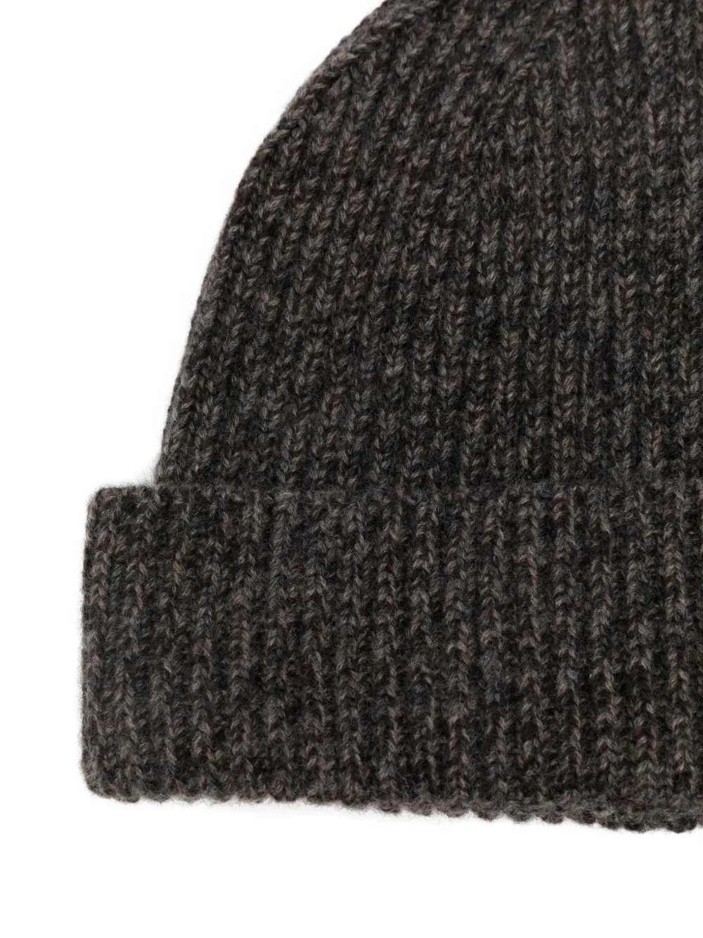 Agnona Ribbed Beanie Hat In Brown