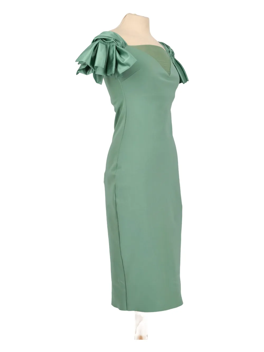 CHIARA BONI La Petite Robe Midi-jurk met satijnen ruches Groen