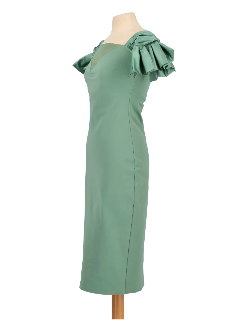 CHIARA BONI La Petite Robe Midi-jurk met satijnen ruches Groen