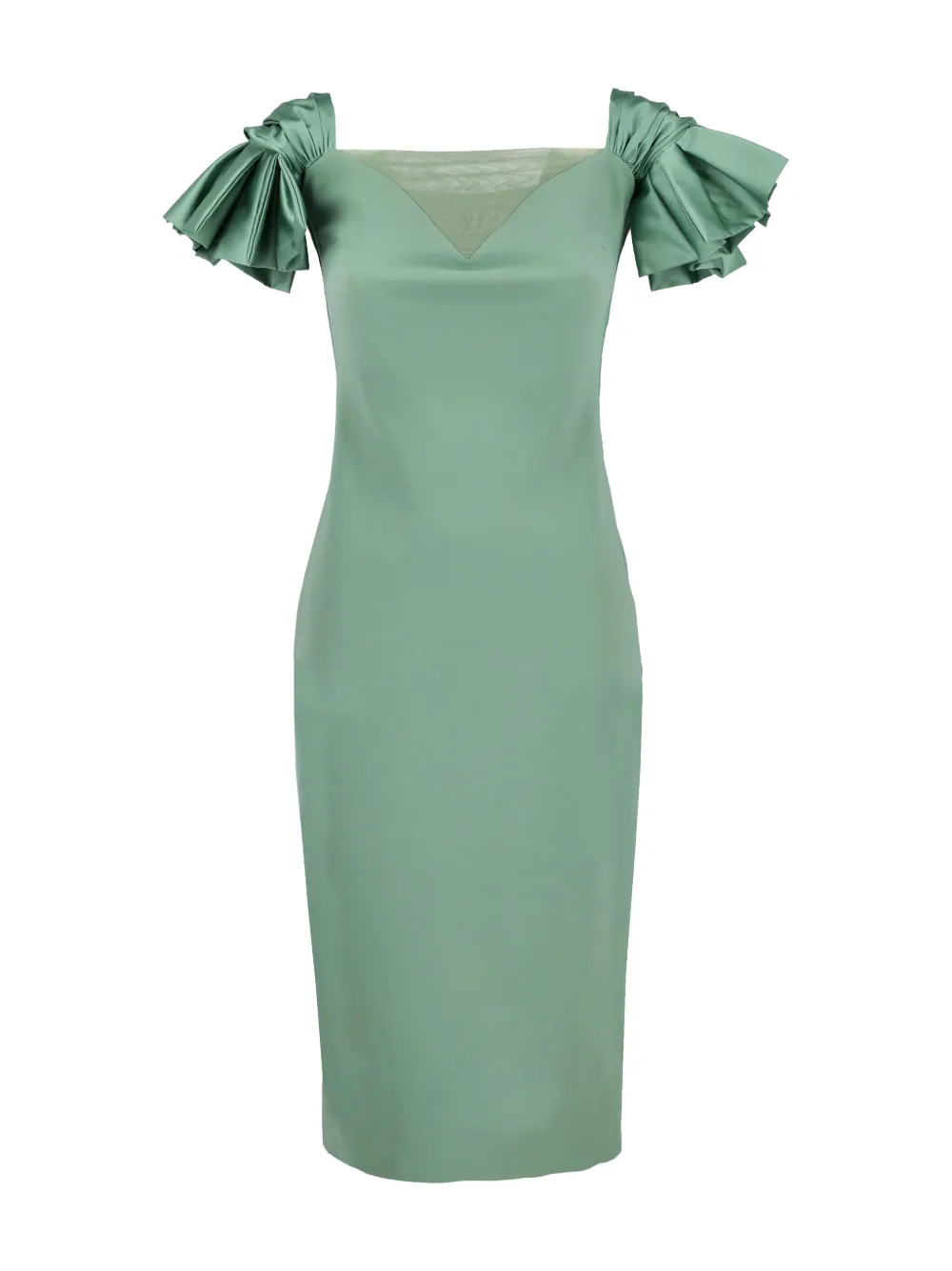 CHIARA BONI La Petite Robe Midi-jurk met satijnen ruches Groen