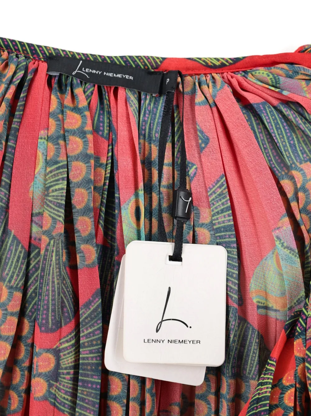 Pre-owned Vintage Fish-print Pleated Blouse In Red