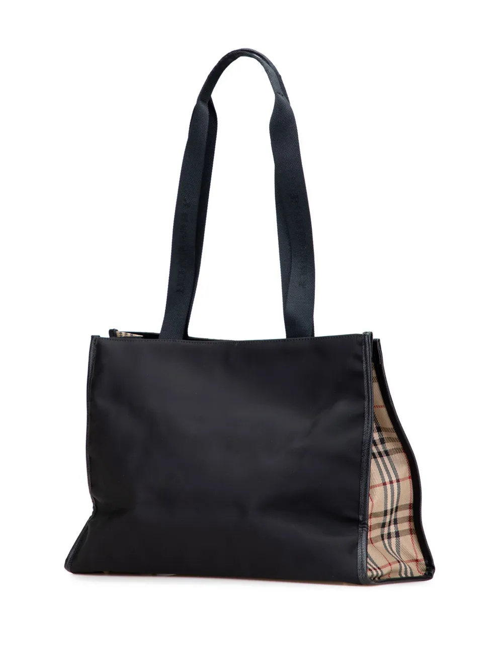 Pre-owned Burberry 2000-2017 House Check Nylon Tote Bag In Black