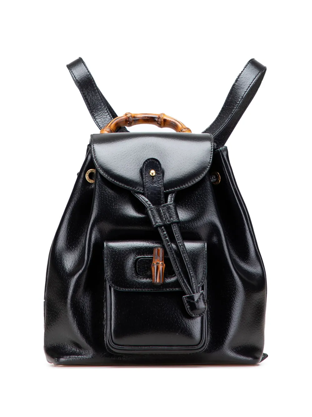 Gucci Pre-Owned 20th Century Leather Bamboo backpack - ブラック Gucci Pre-Owned 20th Century Leather Bamboo backpack - ブラック