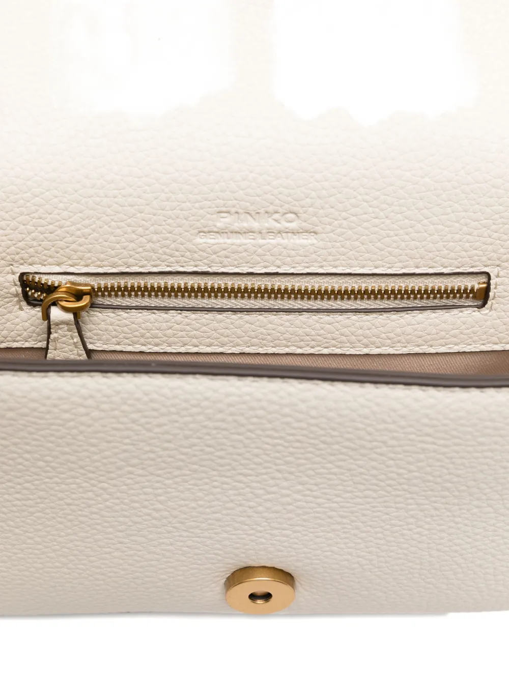 PINKO Love Birds leather shoulder bag Beige