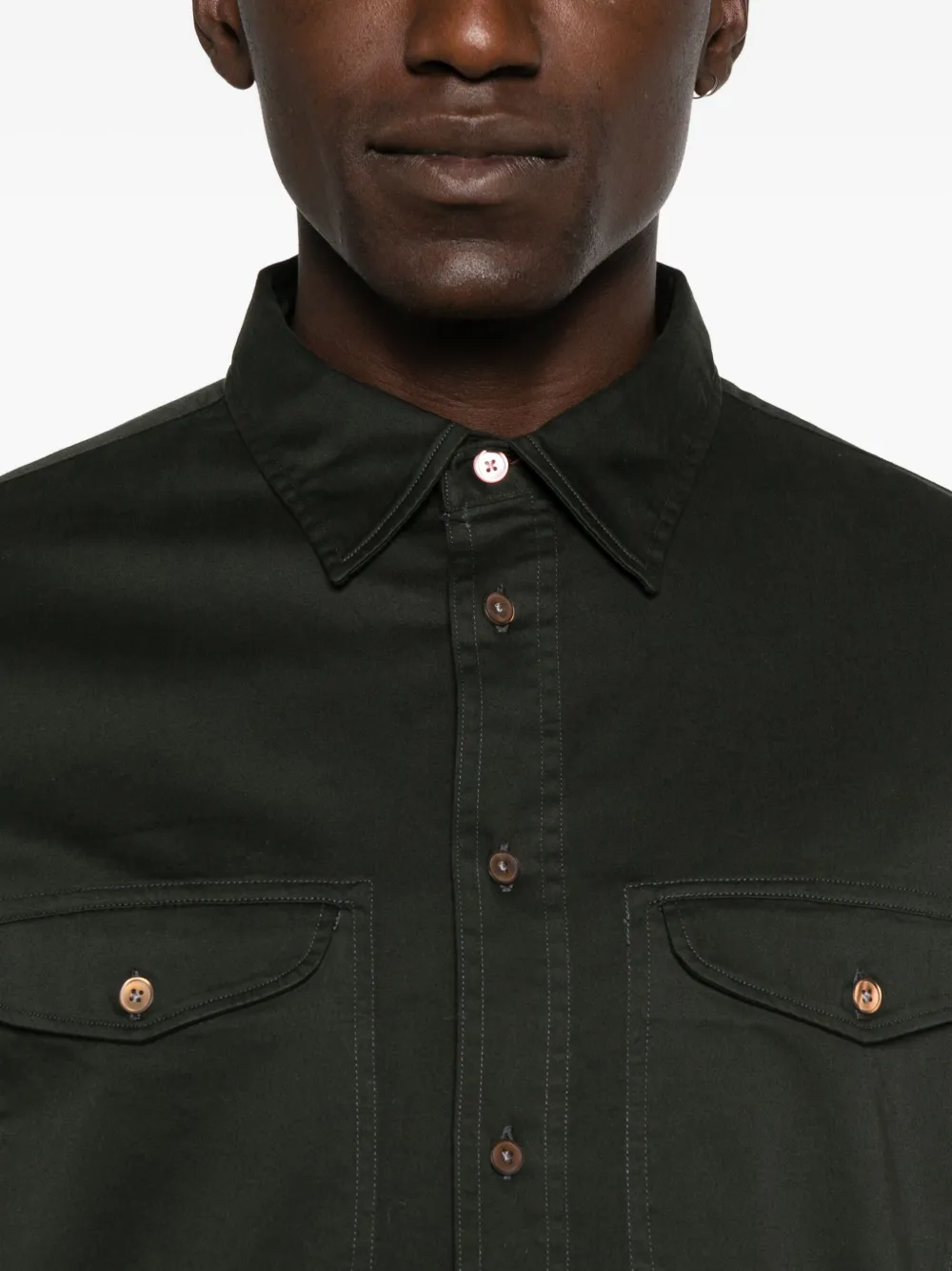 Ps By Paul Smith Double Pocket Casual Fit Shirt Bottle Green In Green