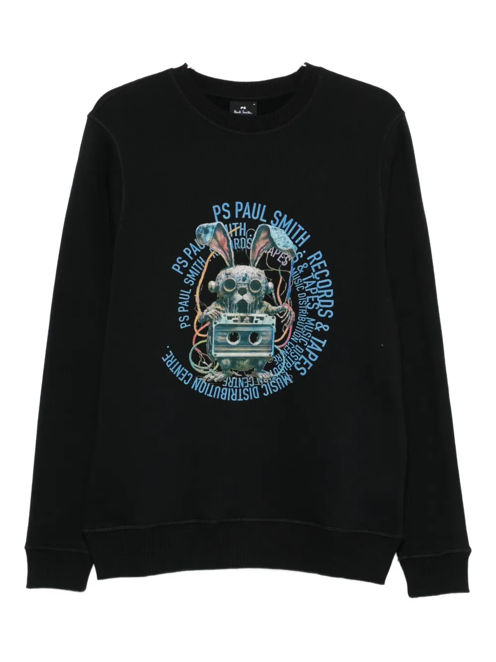 Ps By Paul Smith Rabbit-print Crew-neck Sweatshirt In Black