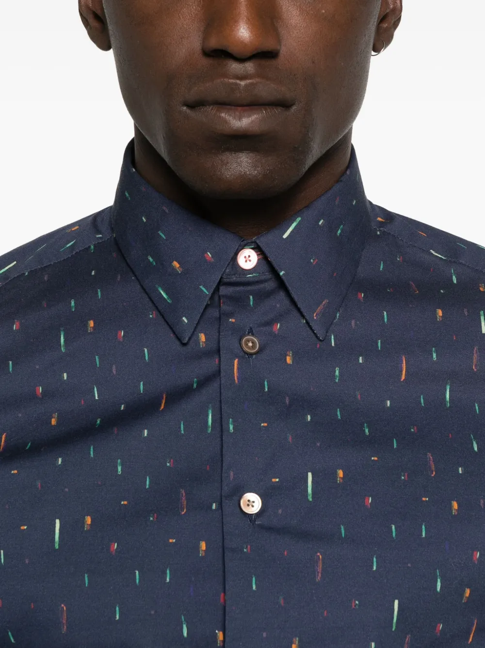 Ps By Paul Smith Long-sleeves Abstract-print Shirt In Blue