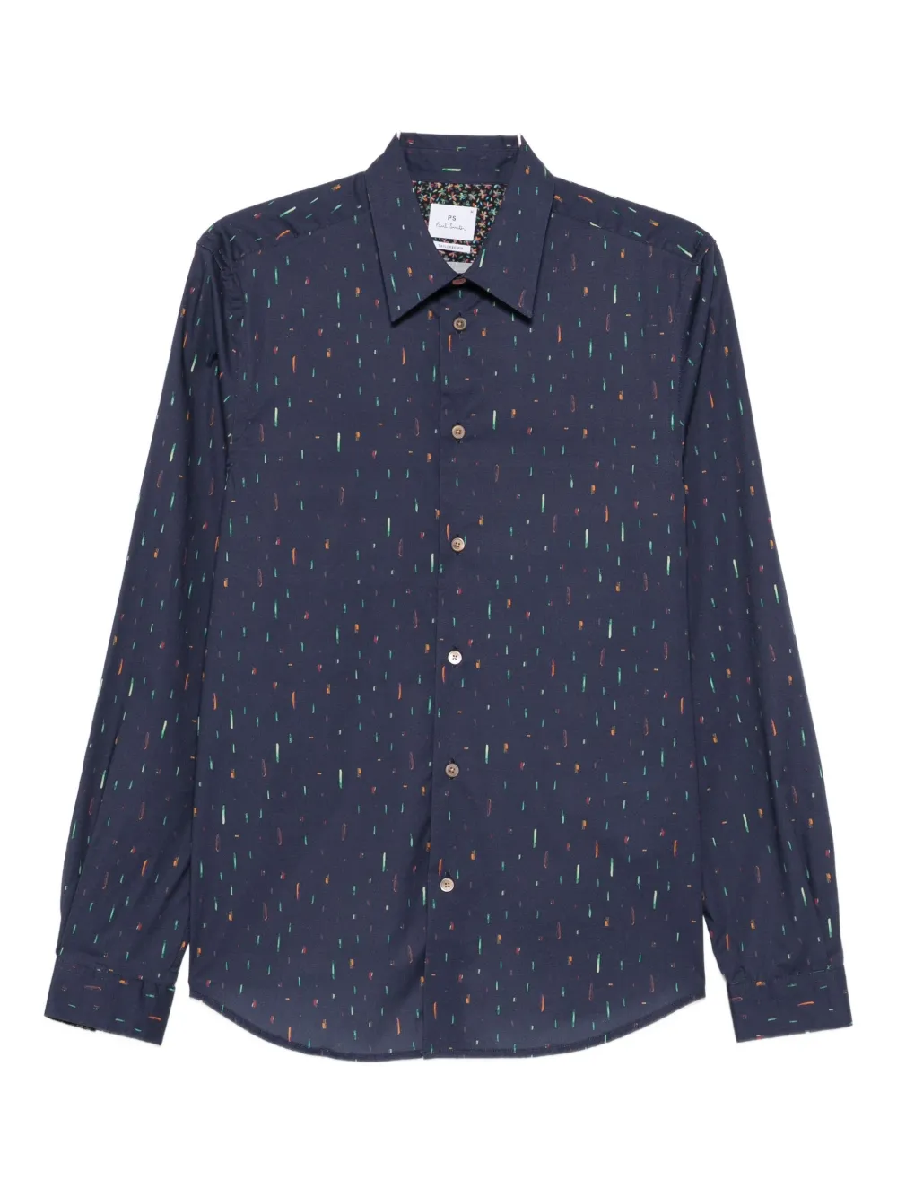 Ps By Paul Smith Long-sleeves Abstract-print Shirt In Blue