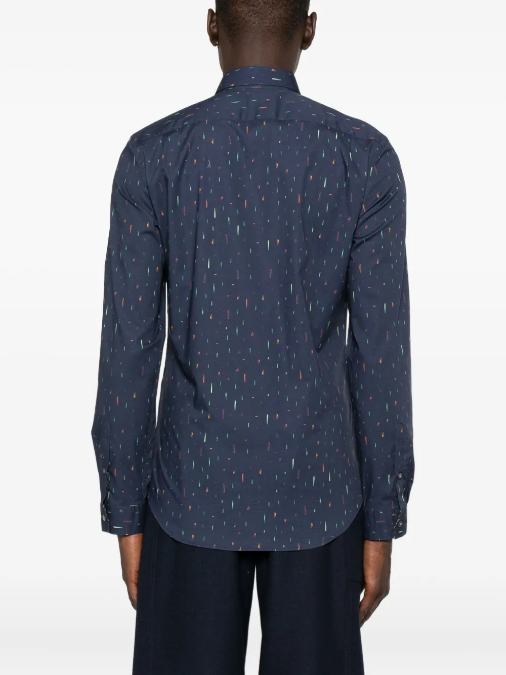 Ps By Paul Smith Long-sleeves Abstract-print Shirt In Blue