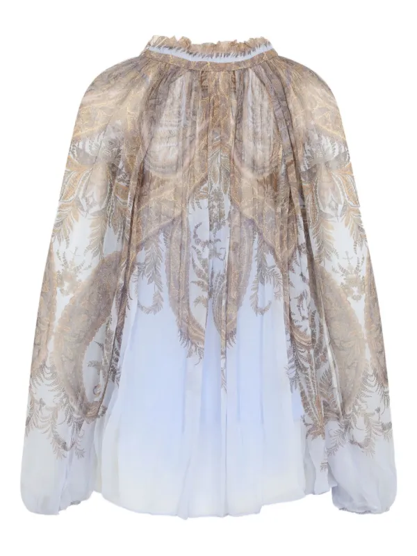 ZIMMERMANN ペイズリー ラッフルブラウス | ブラック | FARFETCH JP