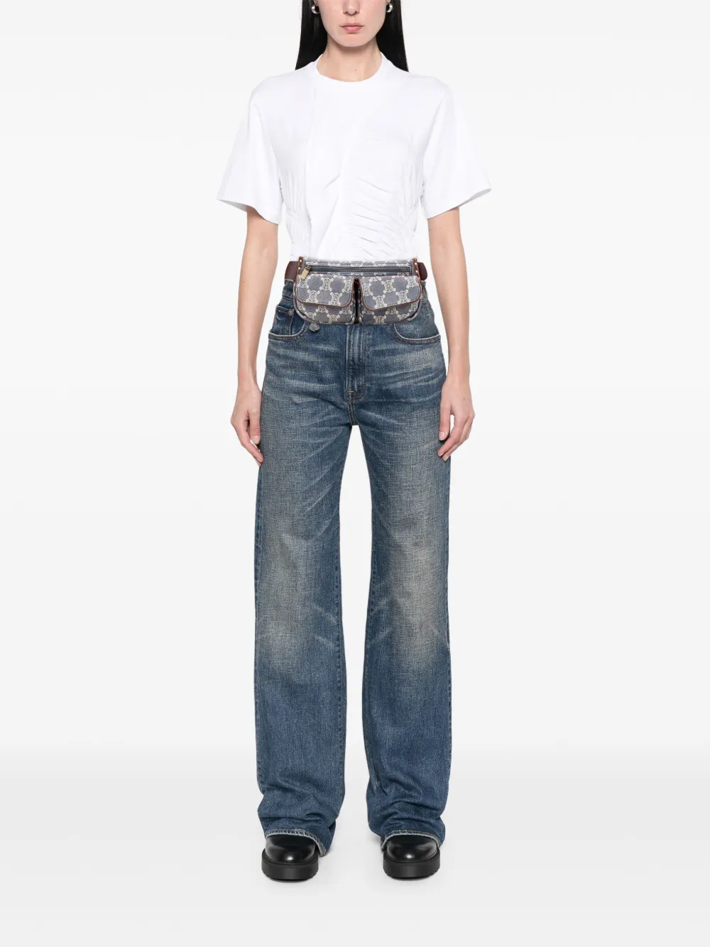 Celine Pre-Owned 2000 Macadam Denim Double Pocket belt bag | Pre-Owned | Image 2