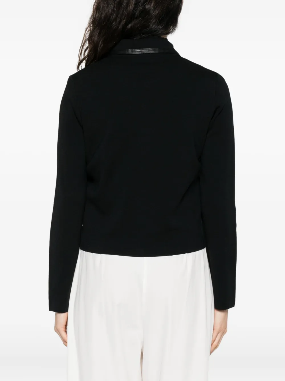 Liu •jo Leather-trimmed Zip-front Jacket In Black