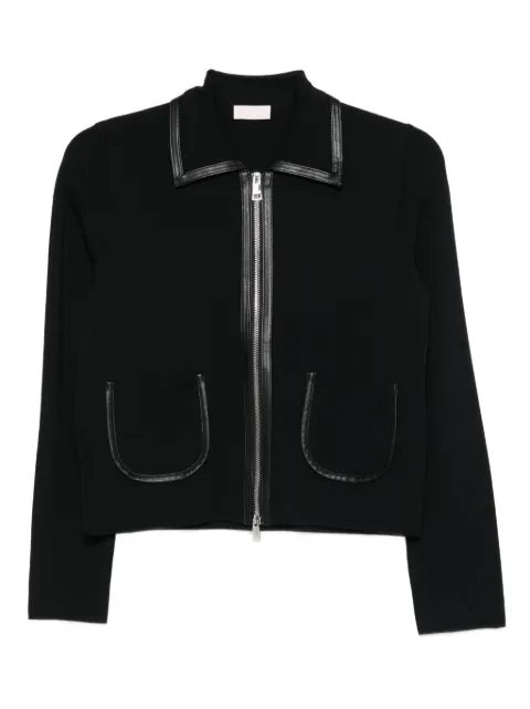 LIU JO leather-trimmed zip-front jacket