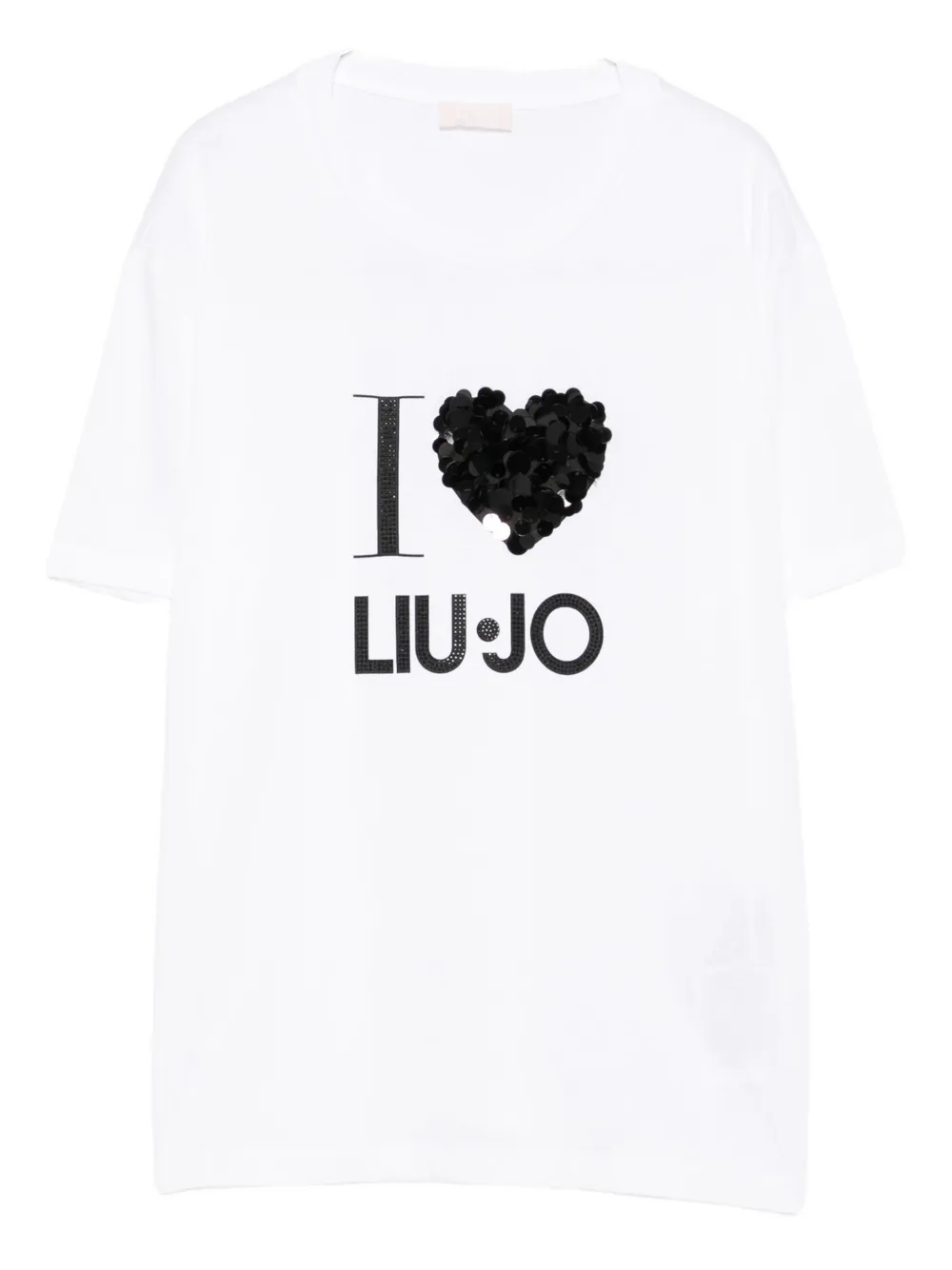 Liu •jo Sequin-heart T-shirt In White