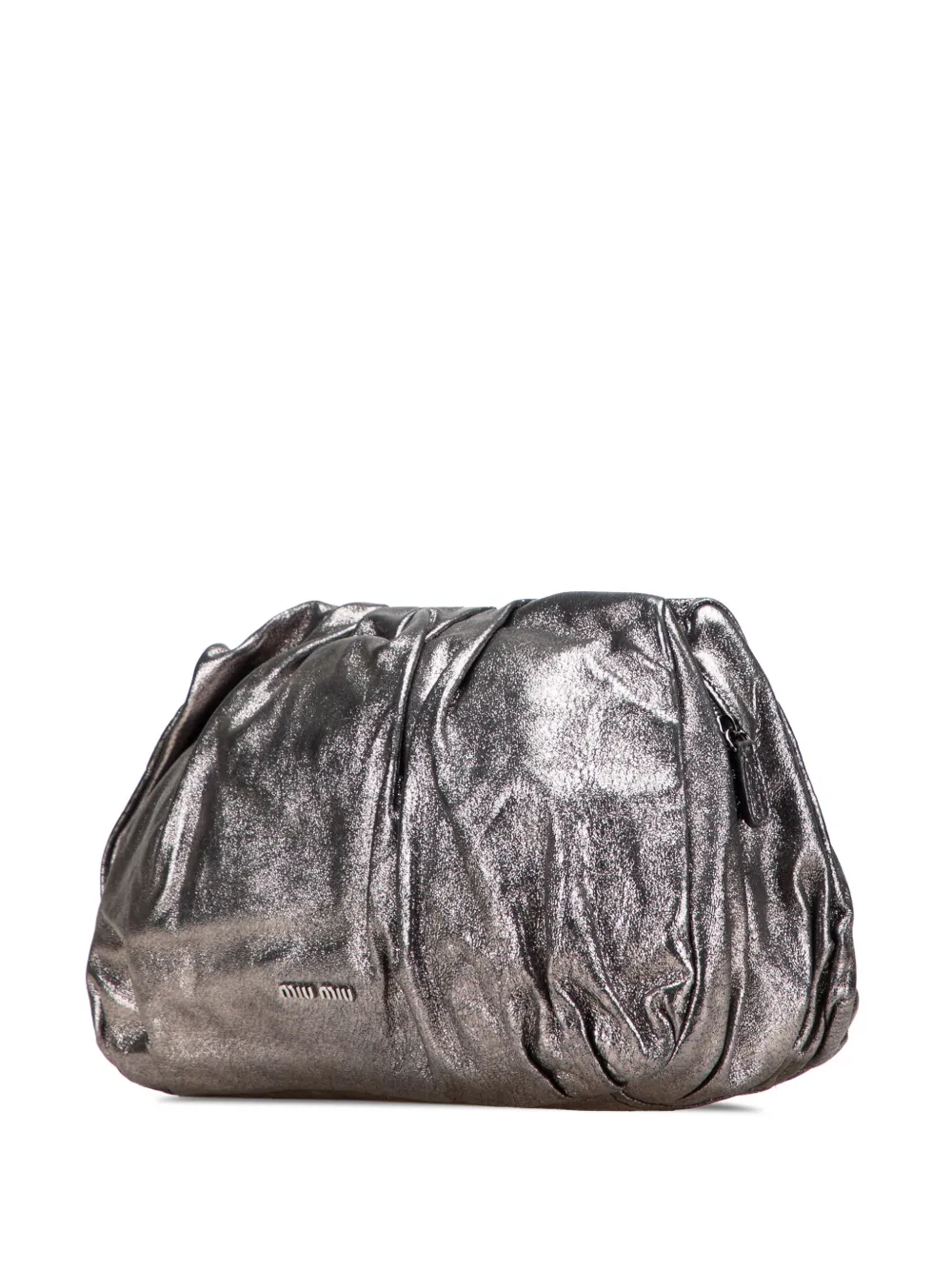Pre-owned Miu Miu 2010 Metallic Nappa Clutch Bag In Silver