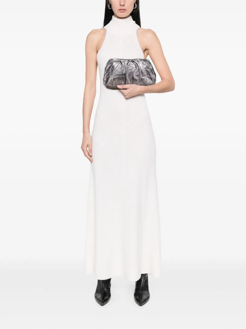 Pre-owned Miu Miu 2010 Metallic Nappa Clutch Bag In Silver