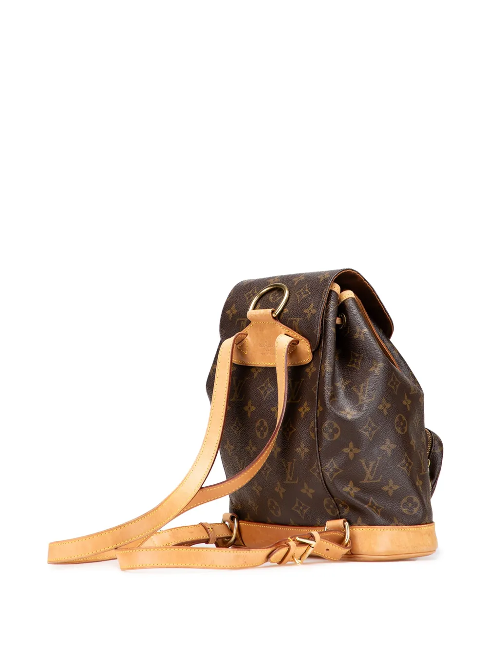 Pre-owned Louis Vuitton 2000 Monogram Montsouris Mm Backpack In Brown