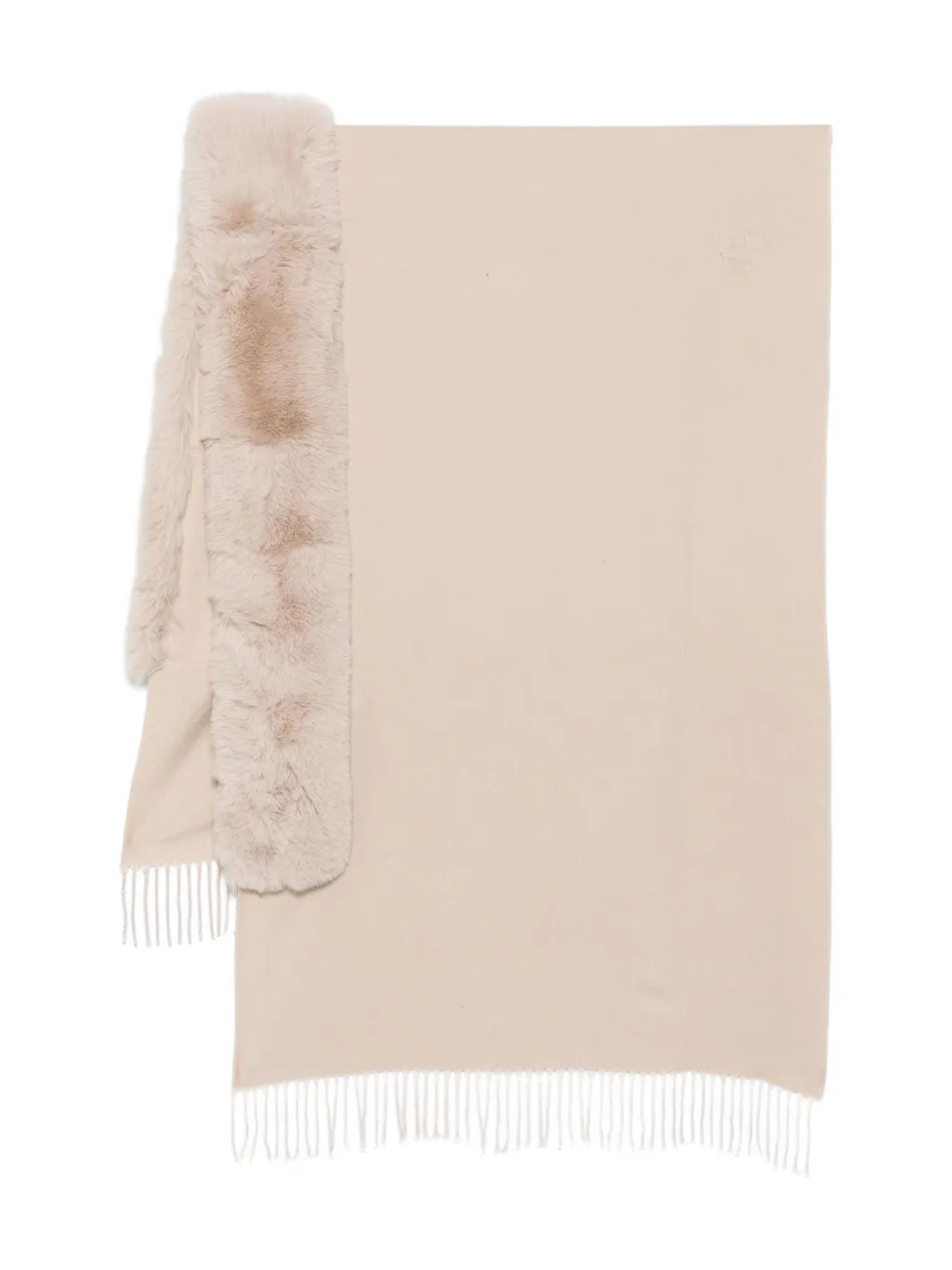 Blugirl Faux Fur-trimmed Fringe Cape In Neutral