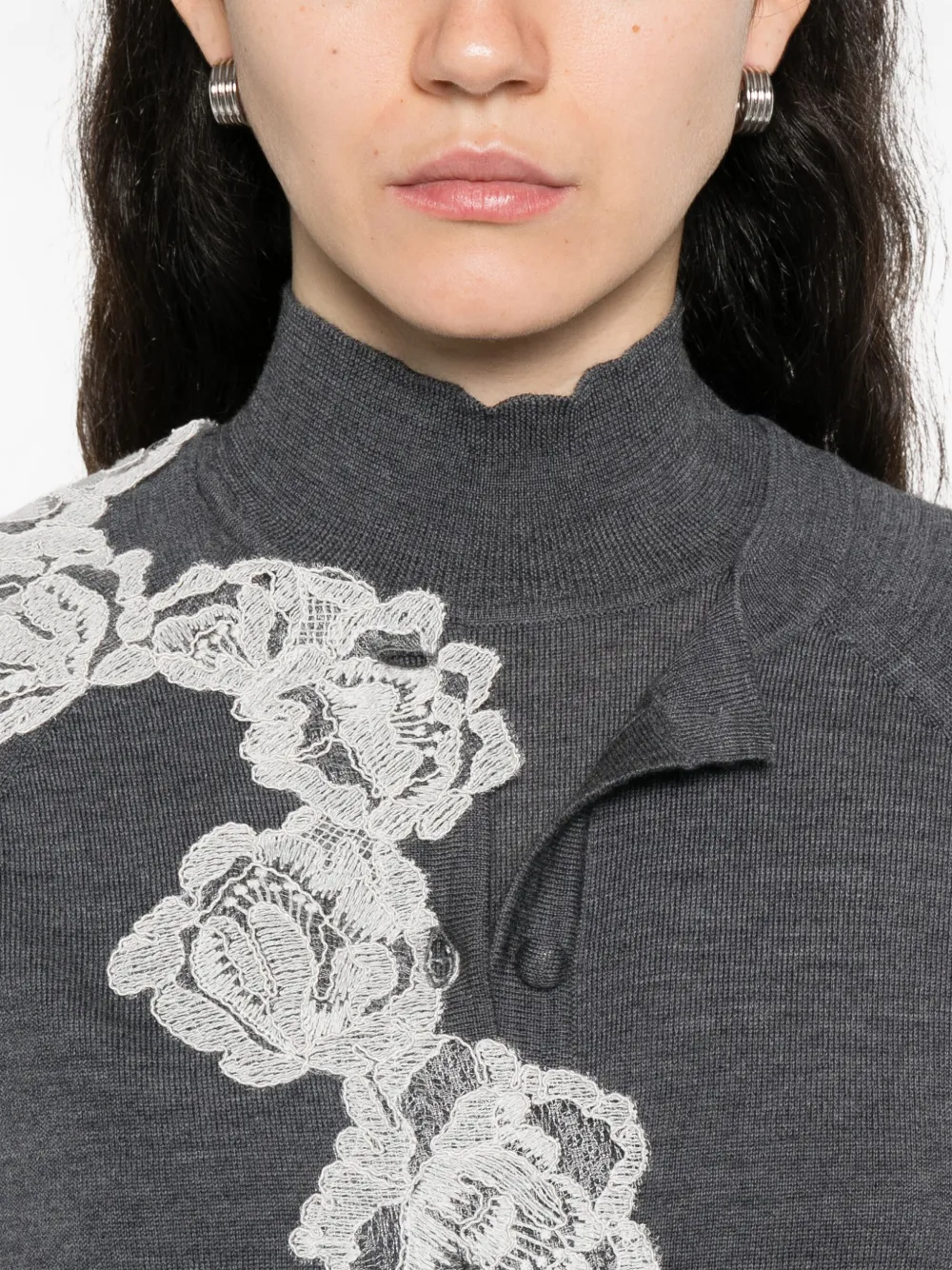 Blugirl Vest met kanten afwerking Grijs